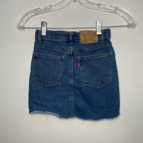 LEVI'S HIGH RISE GIRLS Stretch Slight A Line Raw Hem Skirt Sz 8 - Picture 3 of 4